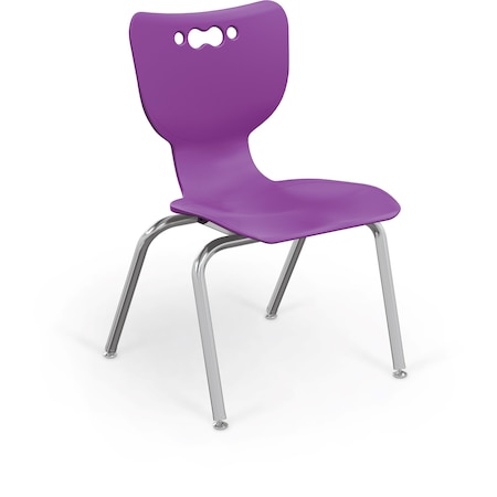 Mooreco Hierarchy School Chair, 4 Leg, 16" Chrome Frame, Purple Armless Shell, PK5 53316-5-PURPLE-NA-CH